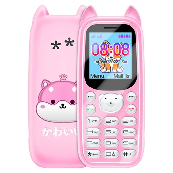 Бутон cartoony мобилен телефон 1,44 инча 2G GSM с две SIM-карти, MP3 БЕЗ камера, Фенерче Малки женски Студентски мобилни телефони