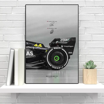 Плакат Формула Гран при за сезона 2023 Хамилтън Суперавтомобил Състезател Ръсел Картина върху платно Спортен автомобил монтаж на стена арт Декор Подарък