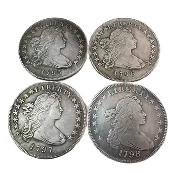 Колекция сребърни монети АМЕРИКА 1795 1796 1797 1798 г. Статуята на Свободата Монета Бюст с драпировкой Копие долара на Монети в САЩ