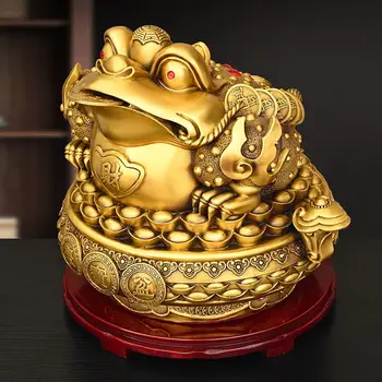 Богатството на фън шуй, Орнаменти от медна Златна жаба, Купата със съкровището, трехногая Златна жаба, Декорация за вашия офис, занаяти