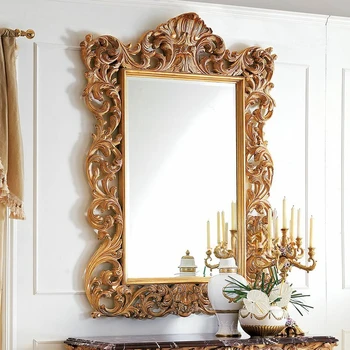 Европейското стилно тоалетен монтиране на френското ретро декорация, домашен стенно резное огледало за грим