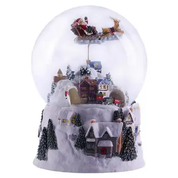 Кристална топка от смола, Музикална ковчег, Въртяща се светлина, Снежна топка, Стъклени гирлянди, Коледни подаръци с музика, занаяти Дядо Коледа Интериор на работния плот