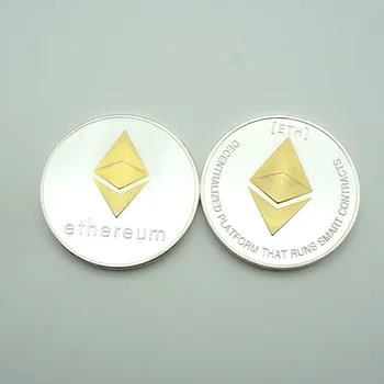 10ШТ метал Ethereum, на физическо злато или сребро, Сувенири цифрови пари, криптомонета, трикольор монета ETH за събиране
