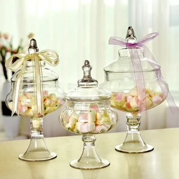 Европейските банки за бонбони прозрачни Стъклени бутилки с капак за съхранение на пылезащитная поставка за торта десерт чай caddy сватба ваза за вашия интериор