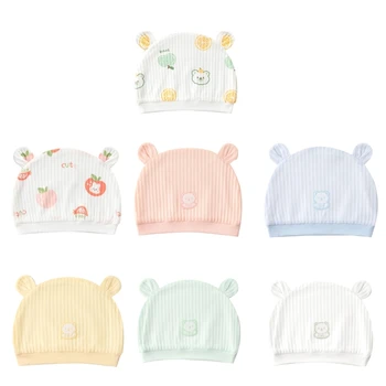 Больничная шапчица за новородено F62D, удобен памучен детска шапка за момичета и момчета 0-1 месец