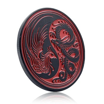Черна монета Тай Джи, мемориал медал, монета с дракон и Фениксом, красиви изделия, предмети с колекционерска стойност.