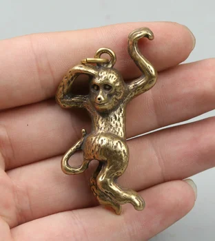 55 mm/27 грама, Стара китайска Бронз, Привлекателна Маймуна, Животно от Зодиака, Малка Висулка във формата на Маймуна, Последният достъпен обект