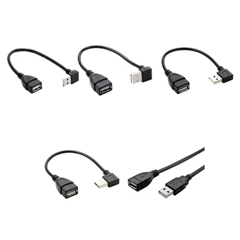 Захранващ кабел USB 2.0 мъжа към жената, 90-градусов adapter-удължителен кабел 30 cm 11.8 инча
