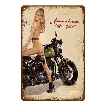 Метални табели за автомобилния състезания в стил ретро, плакат с американски мотоциклет, метален стикер за гараж, декорация за дома в кръчмата YI-082