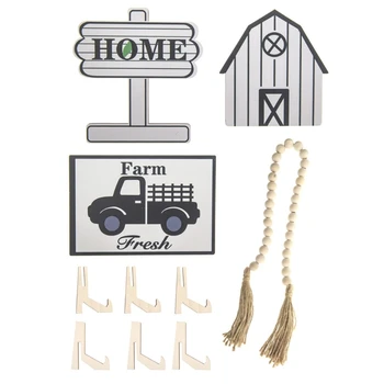 Декор за дома на диференцирани тава, знак ферми, дървени мъниста, домашни декорации за маса, украса за кухненския плот, подарък