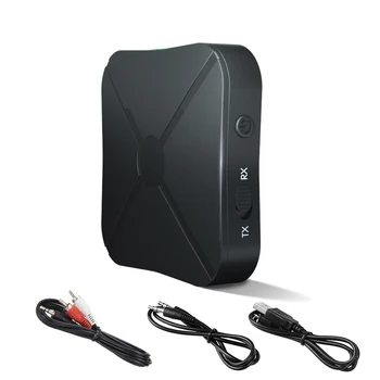 Аудиоприемник Предавател Bluetooth 2 В 1, Безжична аудиоадаптер AUX вход RCA и 3.5 мм Жак RX TX Модул за комплект за кола Говорител Tv на PC