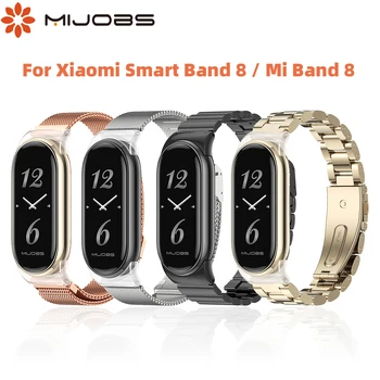 Каишка за китката-гривна Mi Band 8 за Xiaomi Smart Band 8, глобалната версия на NFC, умни часовници Mi Band 8, метална каишка Mi 8 Correa