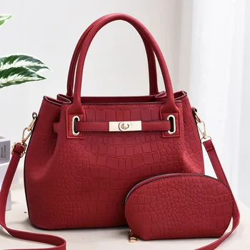 Нова дамска чанта през рамо с крокодиловым модел; Чанта с голям капацитет; Чанта за майката и детето; Чанта през рамо