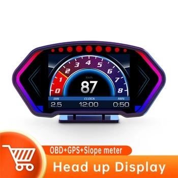 Сензорният екран на Новия централен дисплей P3 OBD2 GPS Измерител на наклона на предното стъкло на измерване на Скоростта на автомобила Температурата на водата HUD бордови компютър