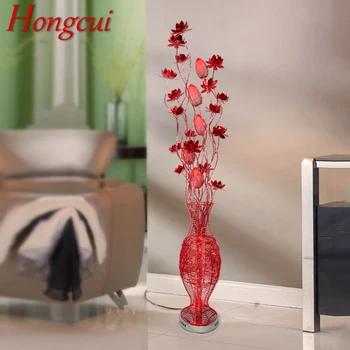 Hongcui Nordic Flower под лампа Съвременно Изкуство Червен Диван За Хол Спалня Хотел LED Оригиналност Декоративен Стоящ Лампа