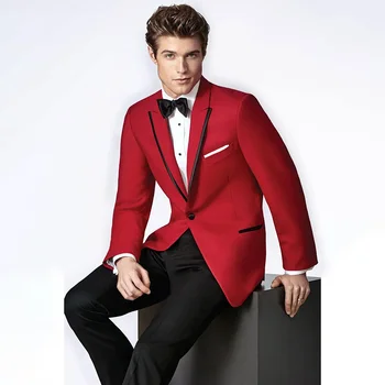 Елегантни костюми за мъже, 2 броя, Бизнес оборудвана мъжките костюми в английски стил, бизнес Ежедневието на Сватбен Смокинг на младоженеца, Блейзър с панталони