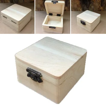 Ретро Дървена кутия за съхранение от просто дърво С капак, Многофункционални Кутии на панти, опаковъчна хартия, в Ковчег за бижута Кутия за съхранение на домашни прибори.