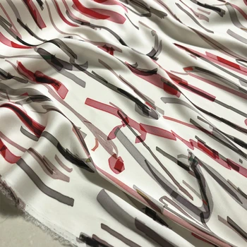 Еластична коприна тъкани от естествена Коприна тутового цвят с принтом в нерегулярную ивица Риза, Пола Дизайнерски шевна плат