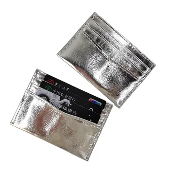 Нов цвят сребрист лъскав държач за карти от естествена кожа с Голям капацитет, модерна ультратонкая банкова кредитна чанта за самоличност, мини-сладък портфейл за жени