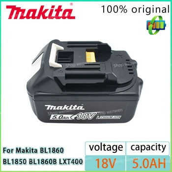 100% оригинална акумулаторна батерия електроинструменти Makita 18V 5.0 Ah с led литиево-йонна батерия заместител на LXT BL1860B BL1860 BL1850