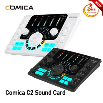 Звукова карта Comica C2 с професионални аудиоинтерфейсами за запис / подкастинг /стрийминг китарист / Вокалист/Podcast