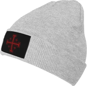 Шапки-бини Cross Knights Templar, мека еластична вязаная шапка зимна топла мъжки дамски вязаная шапчица
