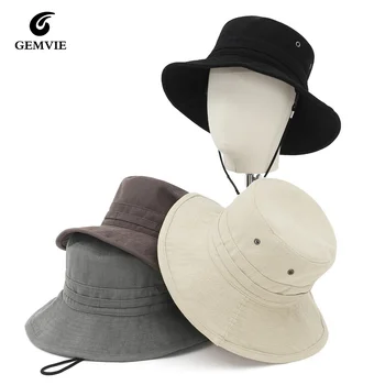 GEMVIE Adult Cotton Многоцветен Сгъва за съхранение Регулируема Ветрозащитный каишка Рибарска шапка Риболовна шапка Hat Basin