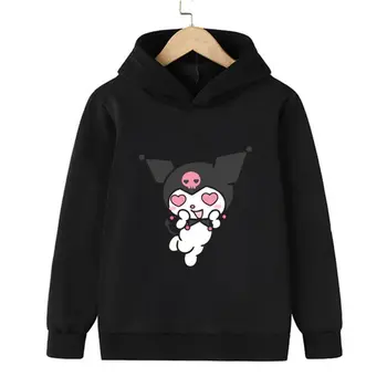 2024 Топло НОВА мода Hello Kitty Детски дрехи Kuromi Блузи с качулка Сладки Момичета Детски Луксозно облекло в стил Харадзюку Зима