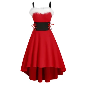 Dress For Women Christmas Dress Patchwork Dresses Bandage Long Sleeve Asymmetric Off Shoulder Dress рокля за нова година 2023