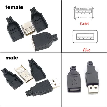 USB 2.0 Тип А Мъжки-Женски и 4-пинов штекерный жак с черен капак Комплекти за diy 5V 1.5 A-2A
