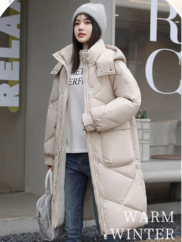 2023 Зимно Дамско палто със средна дължина, яке до коляното, дамски Корейската версия, Утолщенное Топло, Модерно Универсално зимно Дамско палто