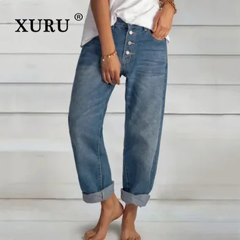 XURU - Нови Европейски и Американски Свободни Ежедневни Универсални дънки за жени, Модни и прости Прилепнали дънки K1-20013