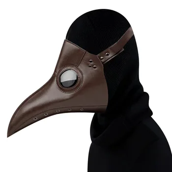 Готическата птичья маска на д-р чума с дълги носове и клюн, маски в стил steampunk, готическата маска от изкуствена кожа, подпори за cosplay на Хелоуин