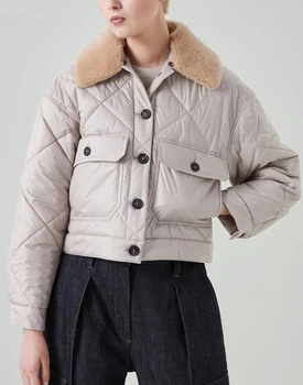 Жена зимна пуховик с нов капак, високо качество на по-Големи джобове, кожа яка, однобортная дамски дрехи