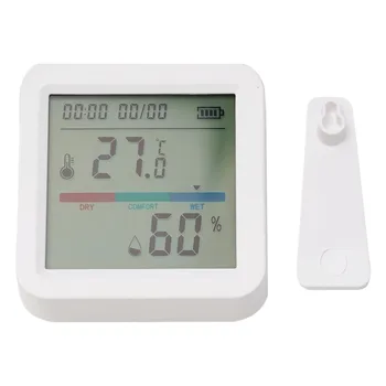 Умно измерване на температура и влажност с LCD дисплей 2.4 Ghz IEEE 802.11 B/g/n, поддръжка на осветление, ABS, практичен Hristo за помещения