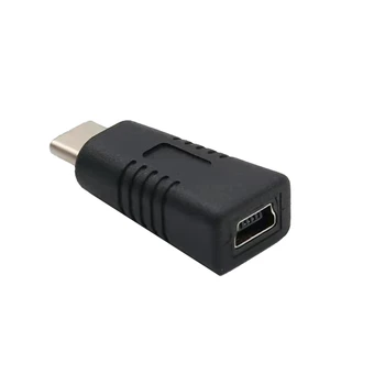 Универсален адаптер за смартфон и таблет Mini USB Female-Type C Male Adapter Черен