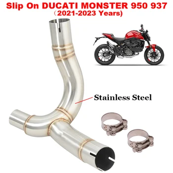 За Ducati Monster 950 937 2021-2023 Система За Изпускане На Изгорелите Газове Мотоциклети Модифицирана Тръба Средно Ниво На Връзка От Неръждаема Стомана, Оригинален