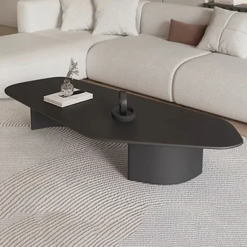 Холна маса с модерен дизайн, Черен Ниска Неправилна Форма Мраморна Масичка в скандинавски стил, Хотелска Мебел за дома