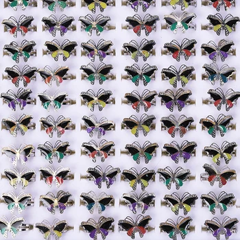 QianBei на Едро 50 бр./компл. Висококачествени женски пръстени-пеперуди от сплав за партита, Нови бижута