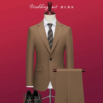 2023 Сватбен костюм с Високо качество (костюм + Жилетка + панталони) Мъжка Мода Бизнес Красив Тренд Банкетна Сватбен Комплект от 3/2 предмети M-4XL