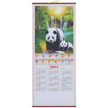 Лунна Декоративна хартия 2024 Стенен Месечен Голям Коледен Традиционен китайски календар Превъртане Подвесного календар