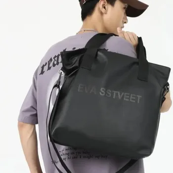 Нова висококачествена пазарска чанта с голям капацитет на Дамска чанта през рамо от изкуствена кожа в ретро стил, Мъжки Унисекс чанта през рамо