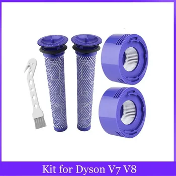 За Безжични Прахосмукачки Дайсън V7 V8 Подмяна на Предварителен Филтър и Постфильтра Предварителен Филтър + Комплект Постфильтров HEPA Аксесоари