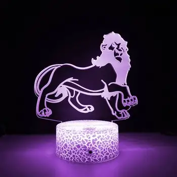 Nighdn 3D Иллюзионная Лампа Лъв лека нощ за Украса на Детска Спални, Детски лека нощ Коледни Подаръци за Рожден Ден, За Момчета, Момичета