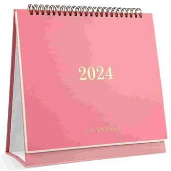 Настолен календар Месечен planner, Календар с напомняния за празниците Настолен календар Януари 2024-юни 2025 (розов)
