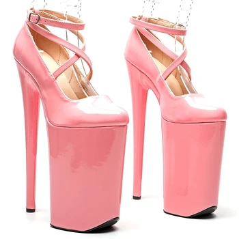 Lady 26 см / 10 инча, модни сандали на платформа и висок ток от лачена изкуствена кожа, дамски обувки за танци на един стълб 025