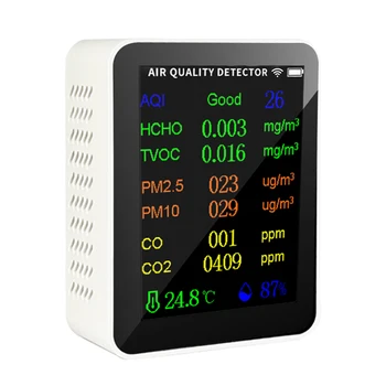Wifi Измерител на качеството на въздуха 10в1 ФПЧ2.5 PM10 CO CO2 TVOC HCHO AQI Тестер Температура И Влажност на въздуха CO2 Метър Детектор за Въглероден диоксид