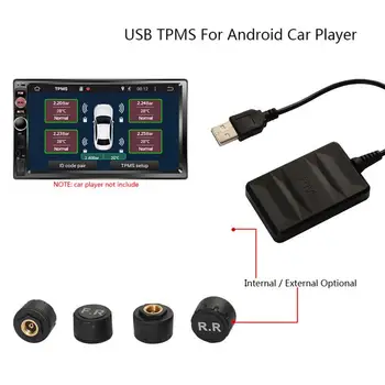 Сензор ГУМИТЕ USB Система за контрол на налягането в гумите Модул сензор за външната автоматична сигнализация с 4 датчика за автомобил, автобус, микробус И много други