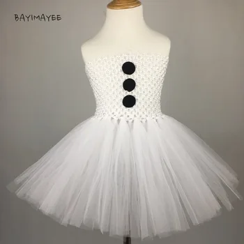 Сладка бебешка рокля-пакетче с бял сняг за момичета, вязаное на една кука тюлевое рокля в черно грах, детски празничен костюм за cosplay, сватбени рокли