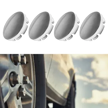 Централна покриване на колелата на автомобила, Пластмасова основа за предната/задната част на промяна, комплект от 4 бр., Хромирана капачка, Сребристо Универсален